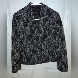 Banana Republic women's floral lace Satin peplum blazer Size 0 Petite EUC